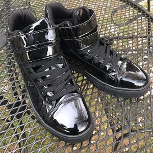 Alexandra Collection Black Patent Leather High Top Dance Sneakers Size 8 shoes